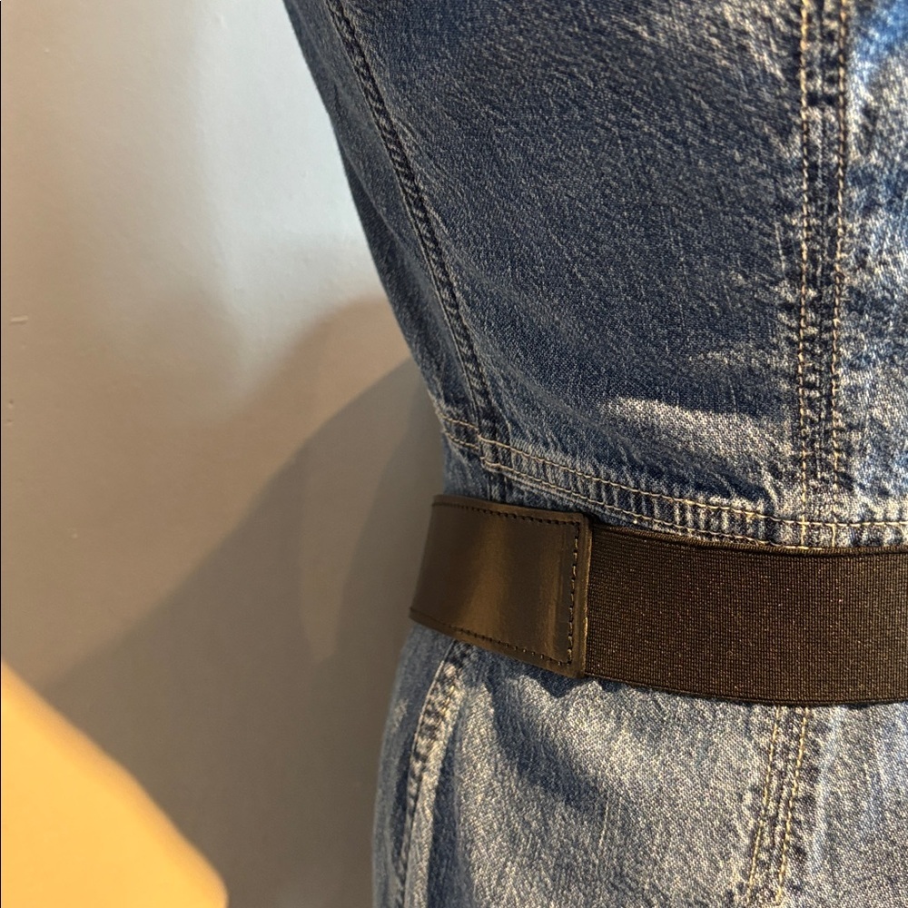 Brave 1992 black leather and elastic belt with brushed silver buckle size 36 - Picture 10 of 15